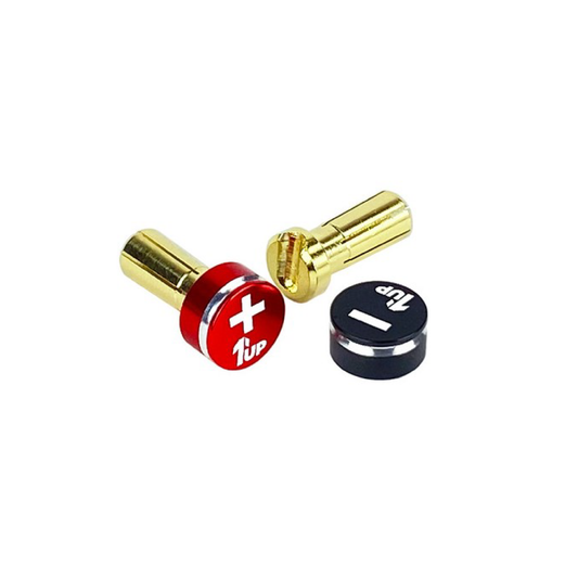 1UP Racing LowPro Bullet Plugs & Grips, 5mm, Red/Black