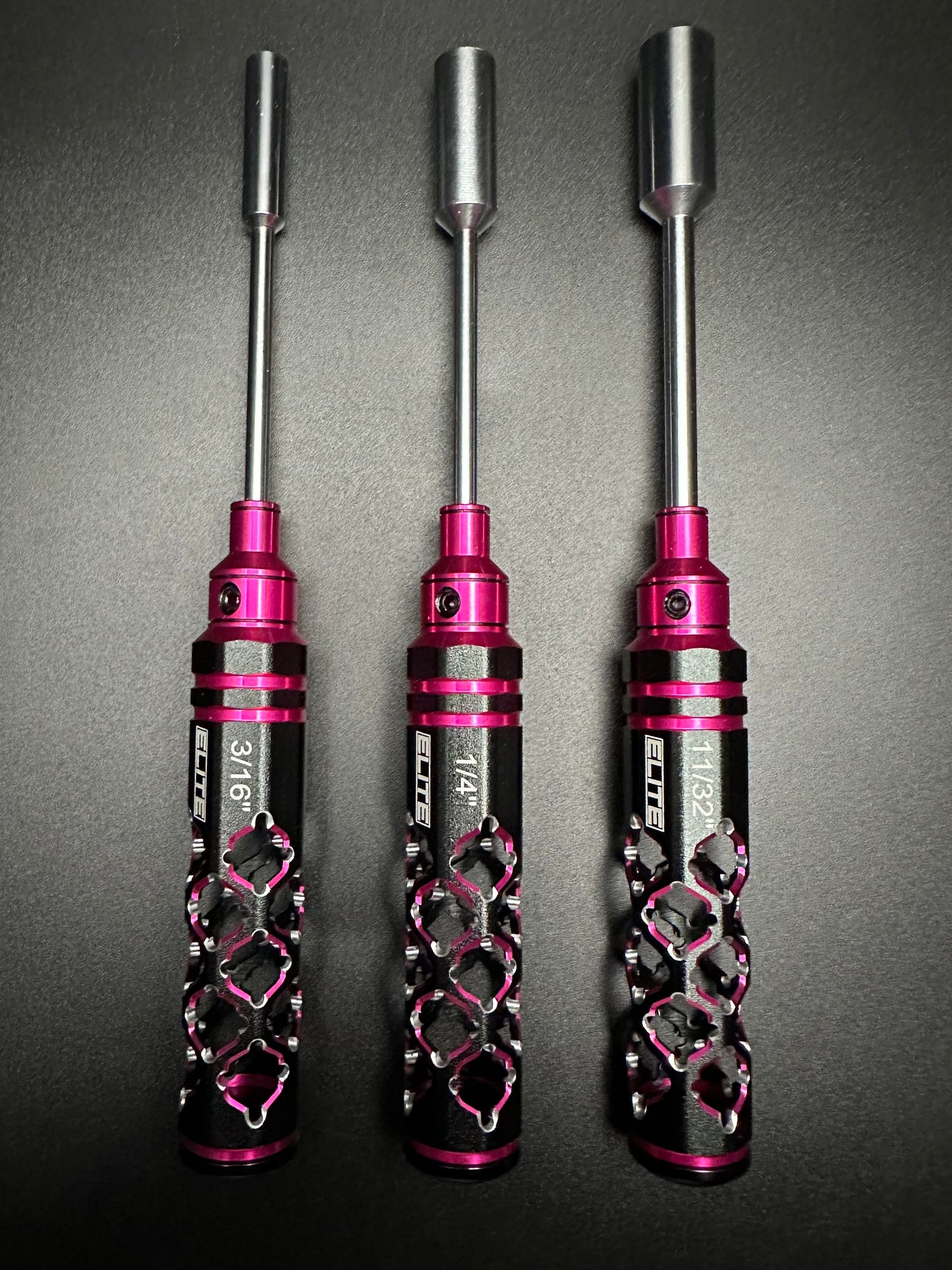 ELITE PRO SERIES SAE 3PC NUT DRIVER SET BLACK/PINK