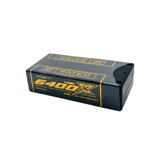 Exalt X-Rated 2S (7.6V/6400mAh) 135C HVX Hardcase Shorty Lipo Battery w/5mm Bullets